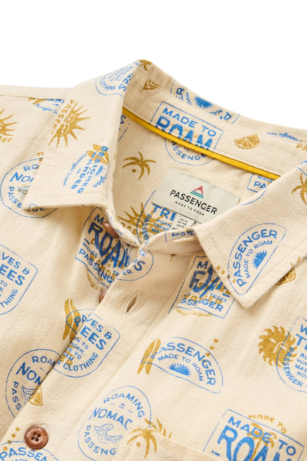 Passenger Chill Textured Mens Short Sleeve Shirt Badge Birch