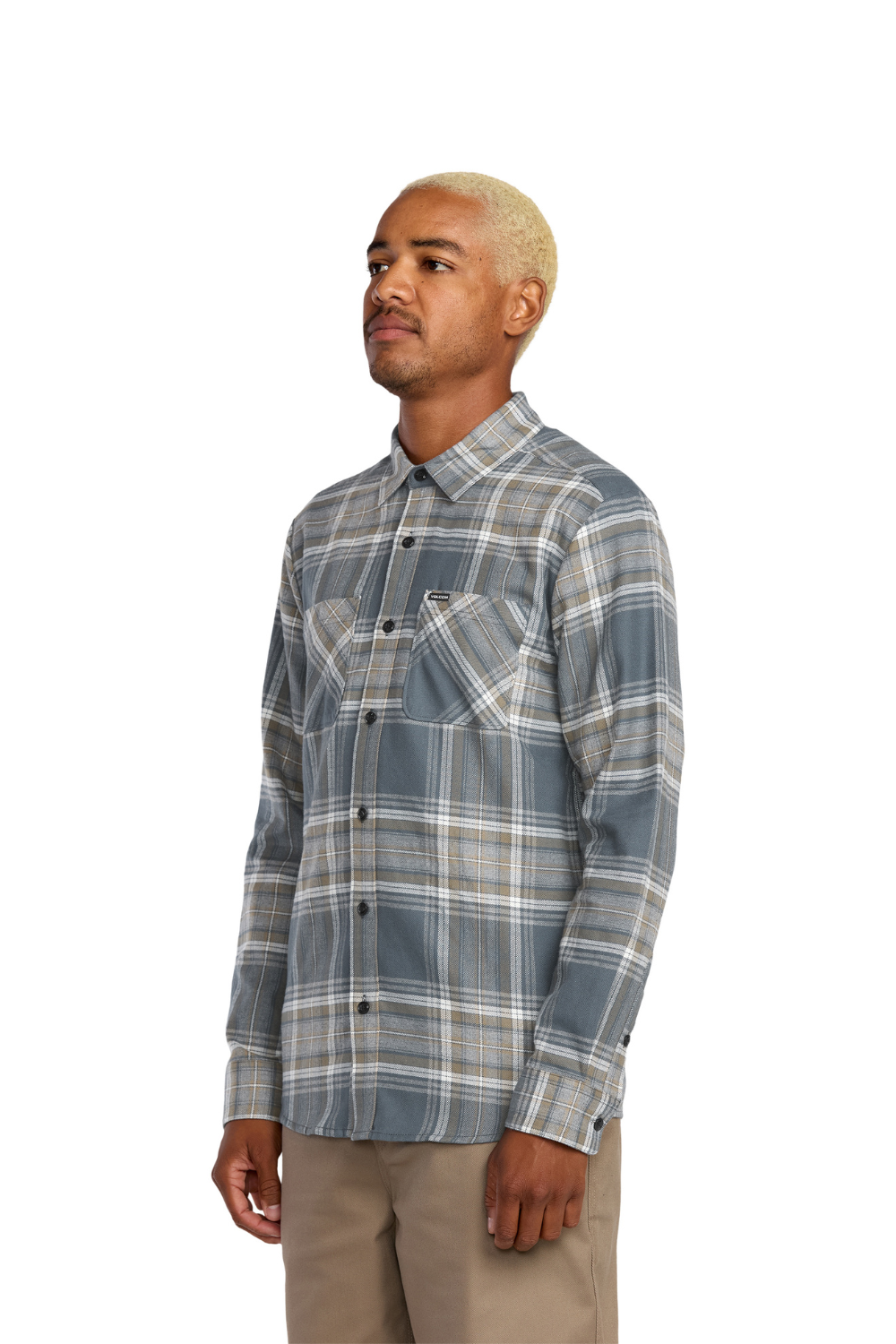 Volcom Netastone Flannel Long Sleeve Shirt Dark Slate