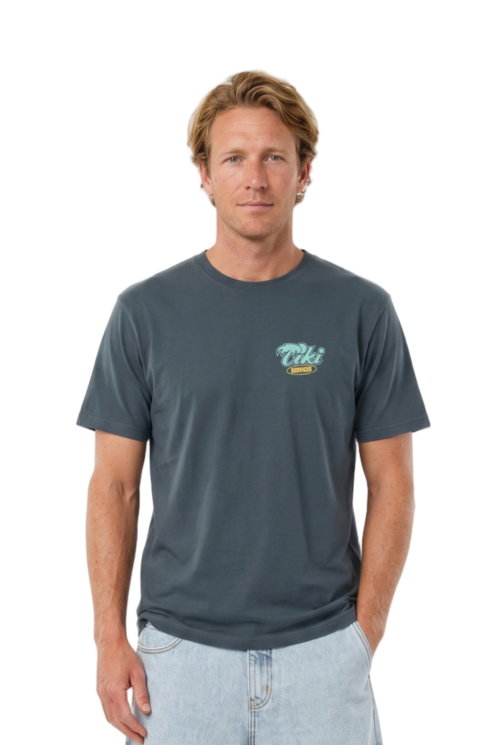 Tiki Surf Hotline Mens T-Shirt Light Charcoal