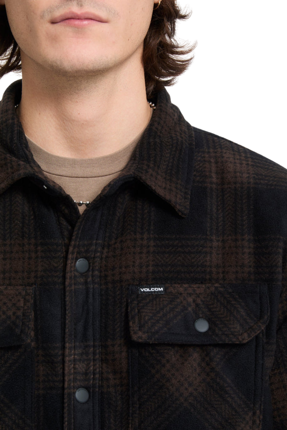 Volcom Bowered II Mens Fleece Shirt Cacao