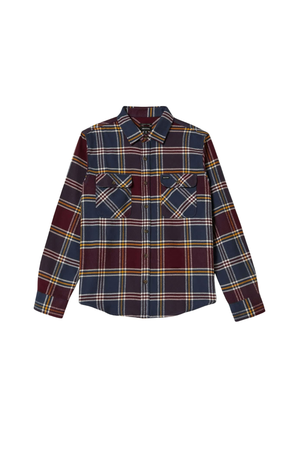 Brixton Bowery Flannel Shirt Mood Indigo Port Saffron