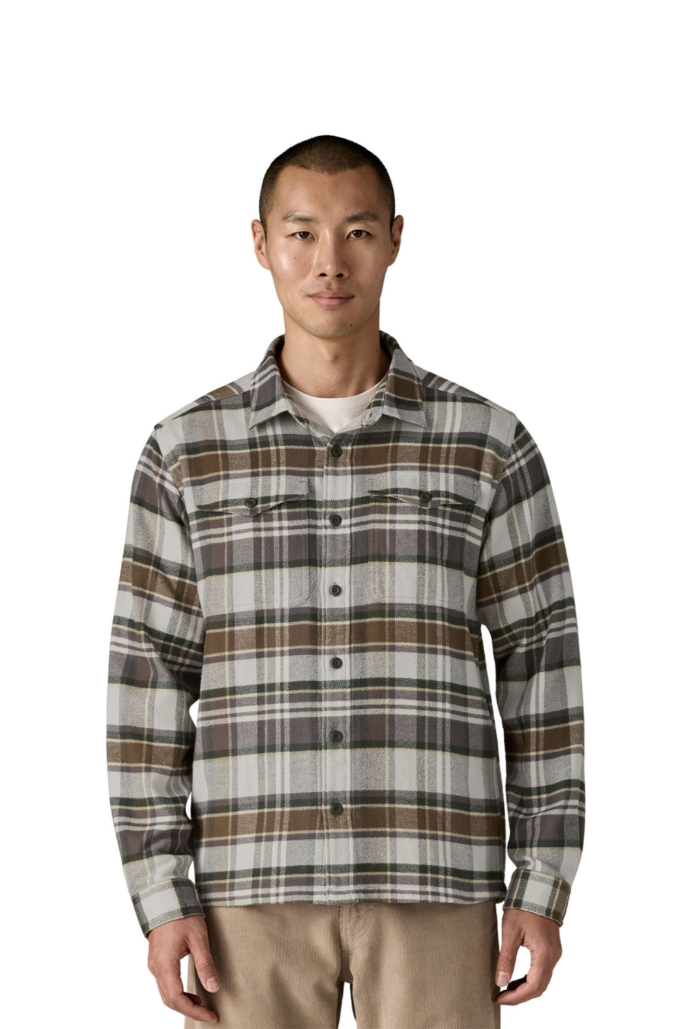 Patagonia Mens Fjord Flannel Shirt Blizzard Salt Grey