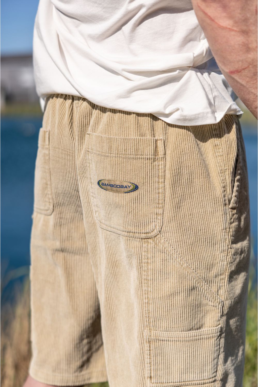BamBooBay Chippy Chill Mens 22" Cord Shorts Khaki