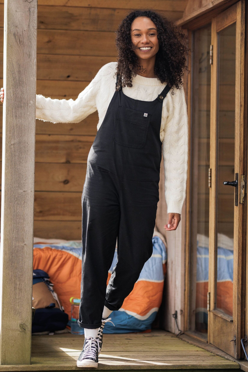 Passenger Meadows Organic Cotton Dungarees Black