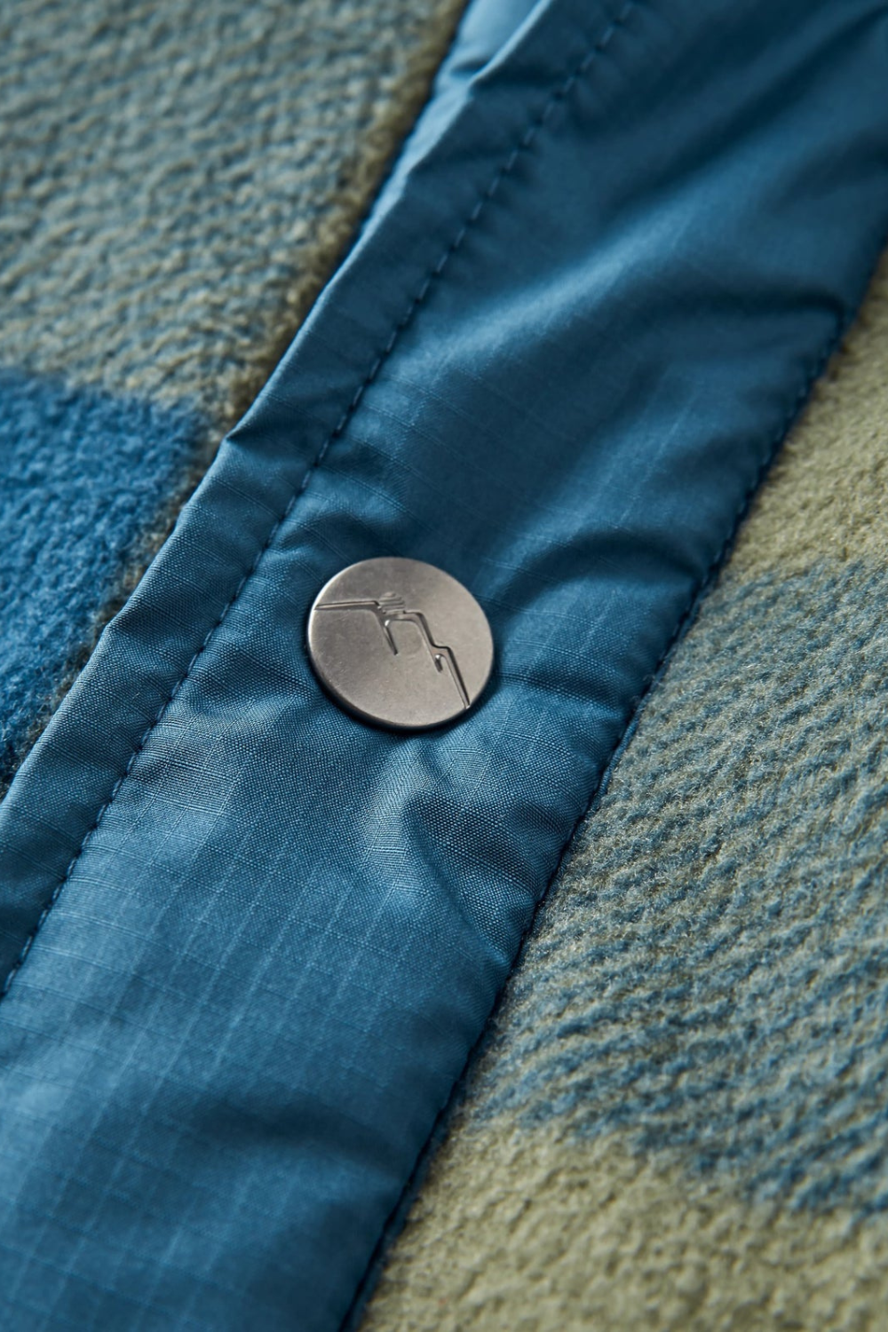 Passenger Firelight Sherpa Lined Overshirt Dusty Olive Dark Denim Check