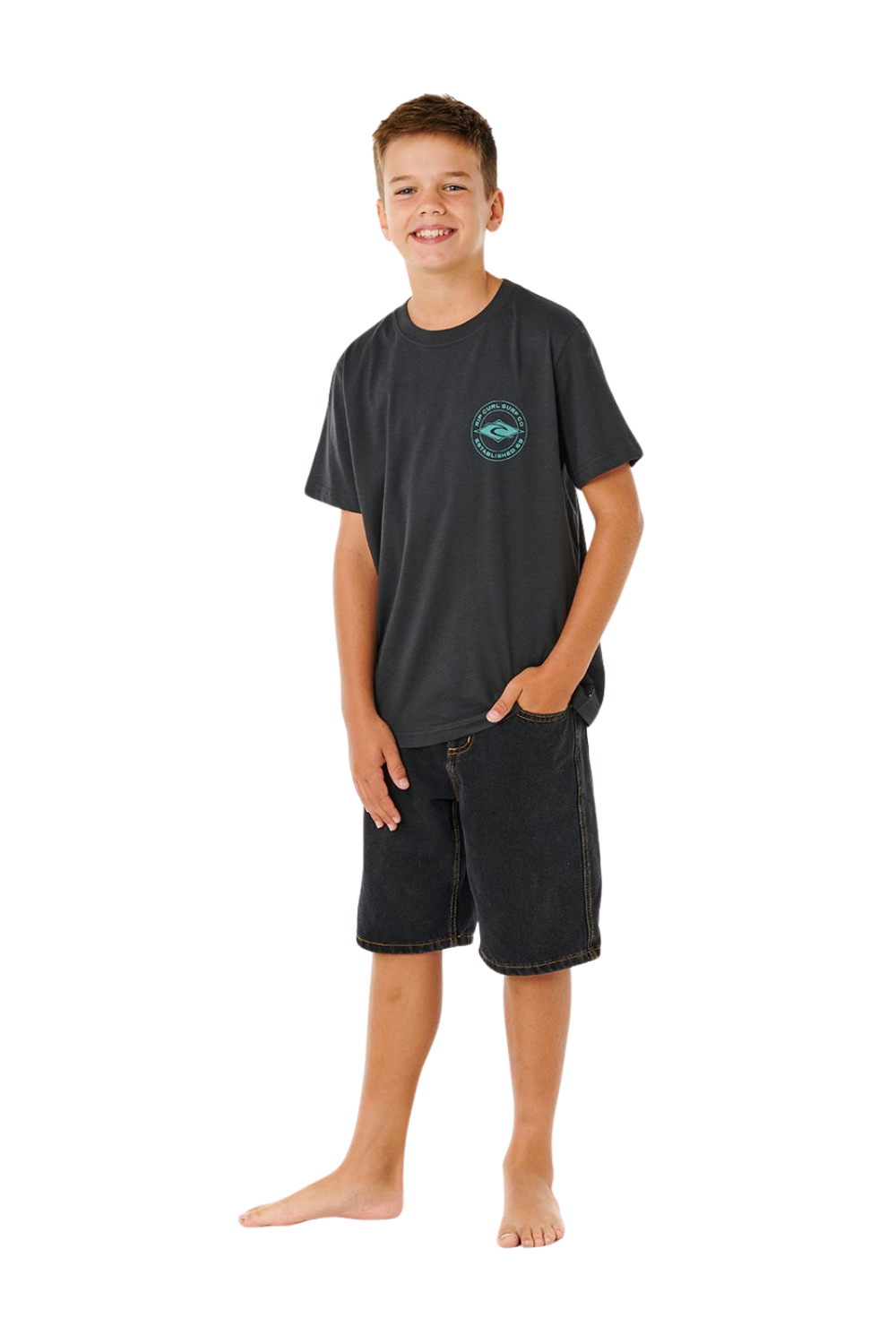 Rip Curl Stapler Boys T-Shirt Washed Black