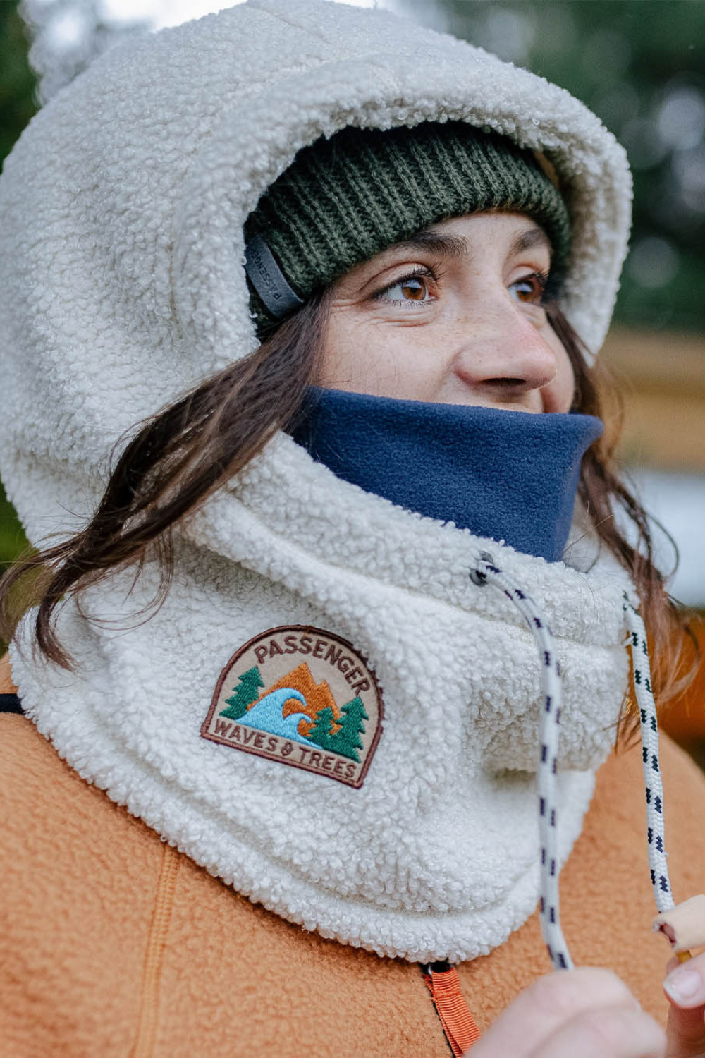 Passenger Snowdrift Recycled Polar Fleece Hood Birch