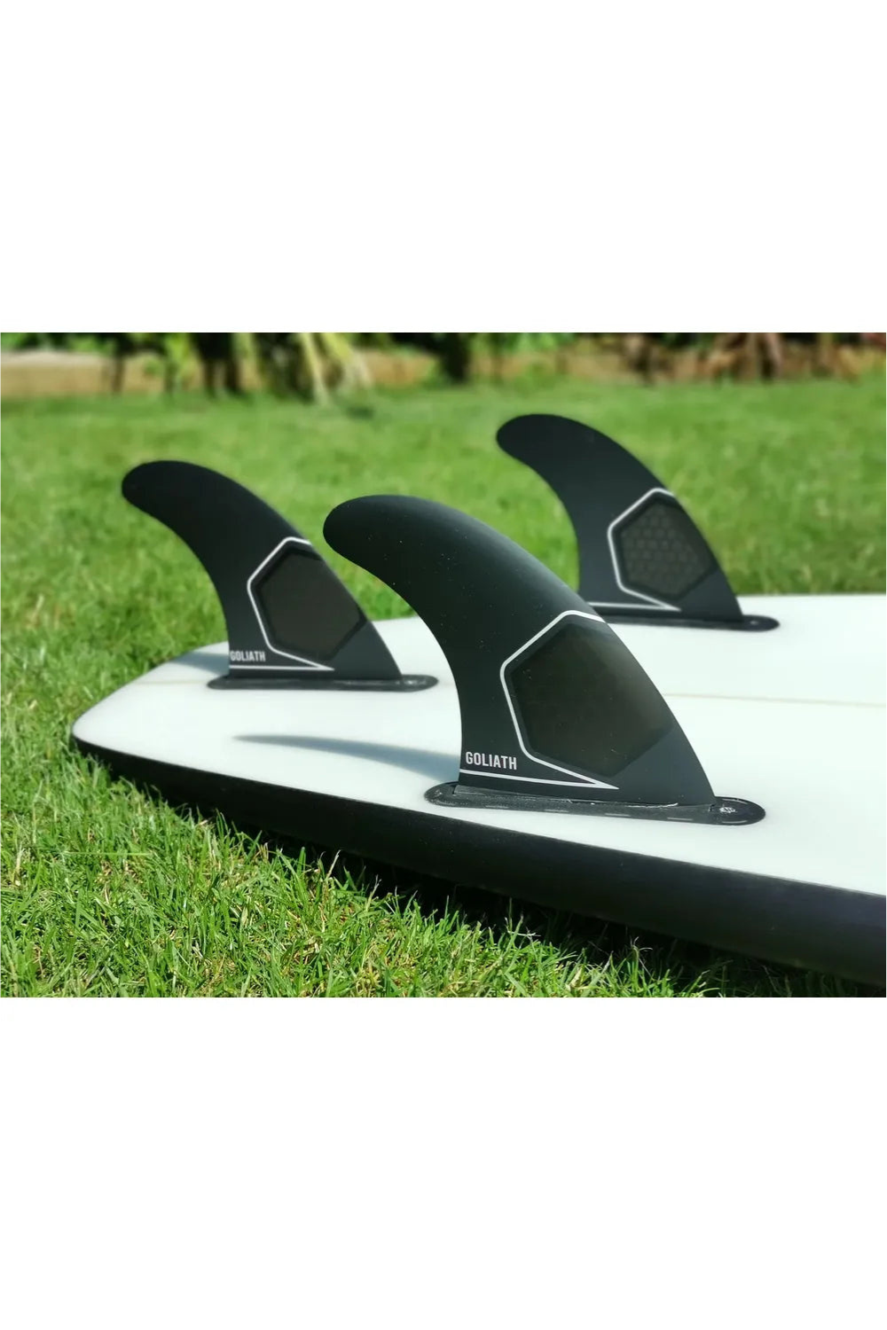 Goliath Honeycomb Thruster Set single tab (Futures compatible) Surfboard Fins Black