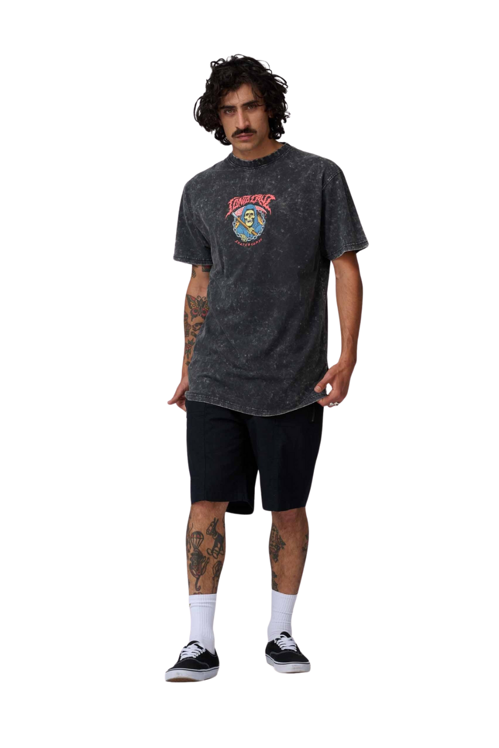 Santa Cruz Out Of Time Mens T-Shirt Black Acid Wash