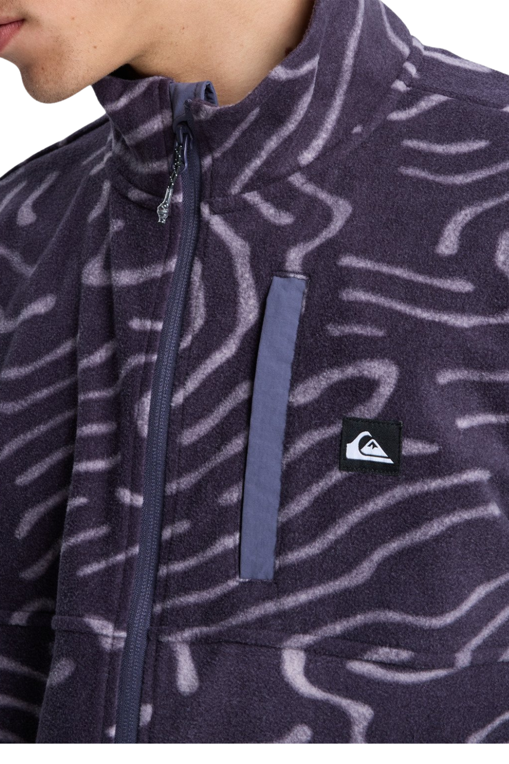 Quiksilver Mens No Destination Full Zip Micro Fleece Graystone Linear Stamp