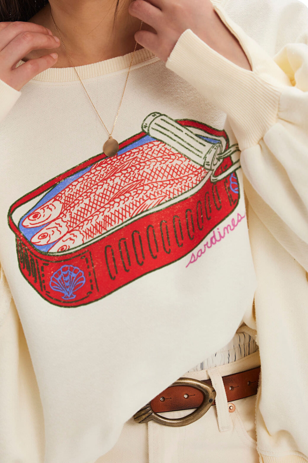 Free People Graphic Camden Pullover Sardine Combo