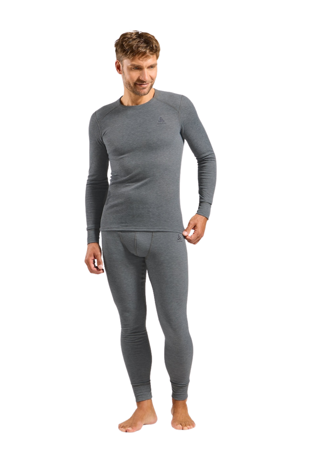 Odlo Active Warm Mens Base Layer Pants Steel Grey Melange
