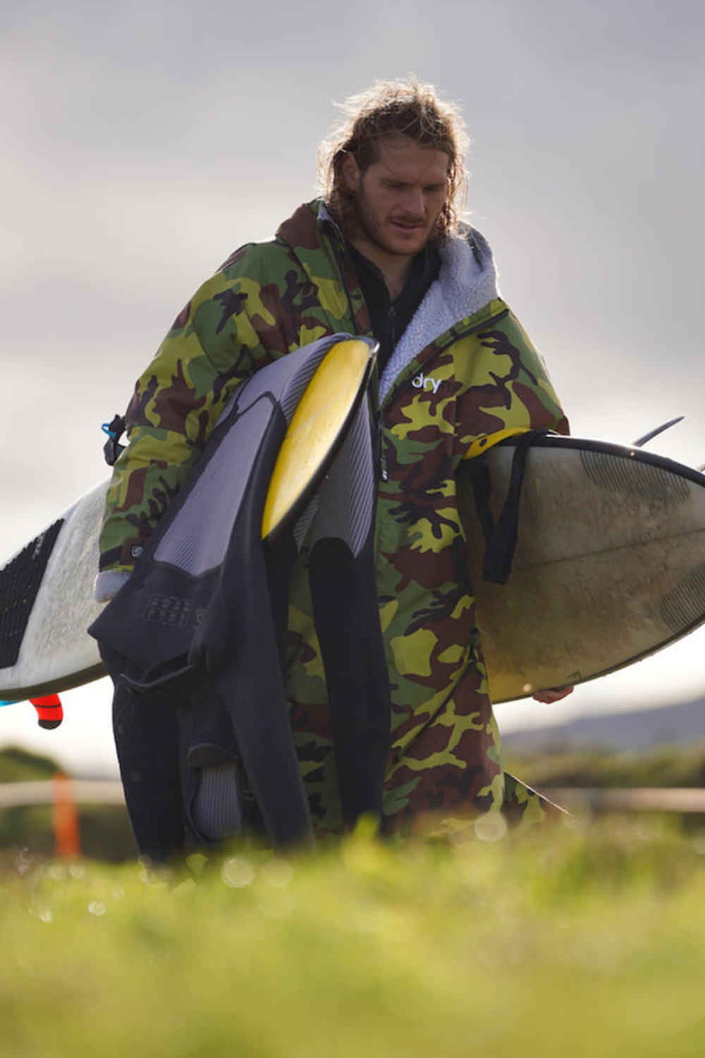 Dryrobe Adults Remix Long Sleeve Changing Robe Green Camo/Grey