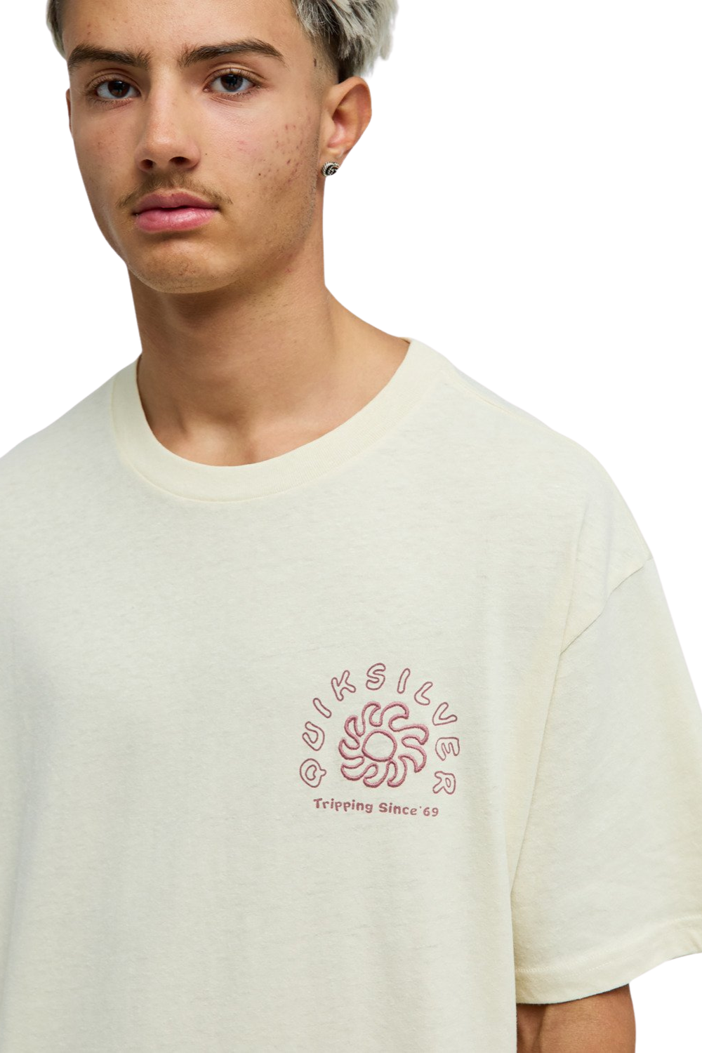 Quiksilver Curve Palm Mens T-Shirt Bone White