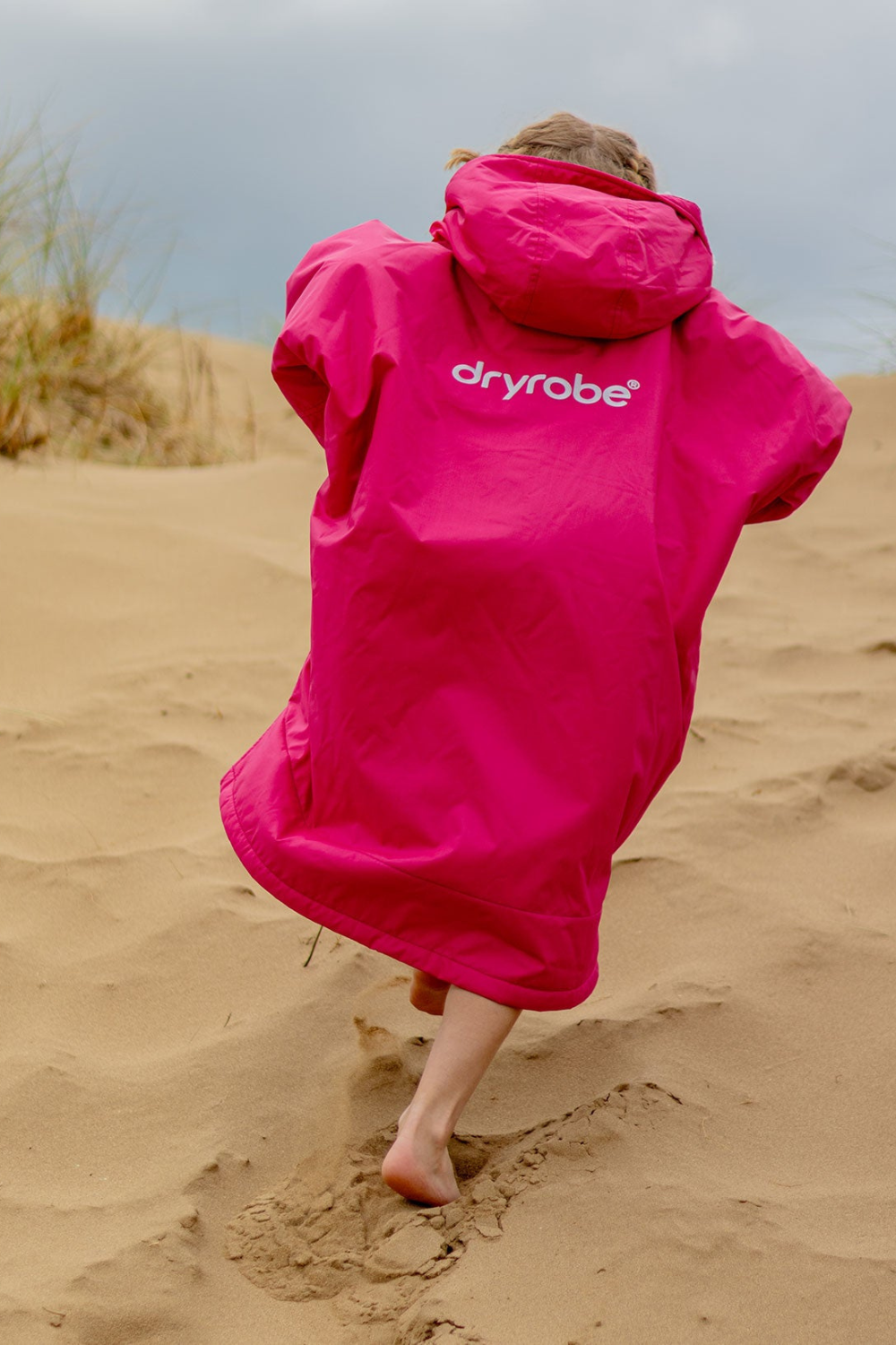 Dryrobe Advance Kids Long Sleeve Changing Robe Pink Light Grey