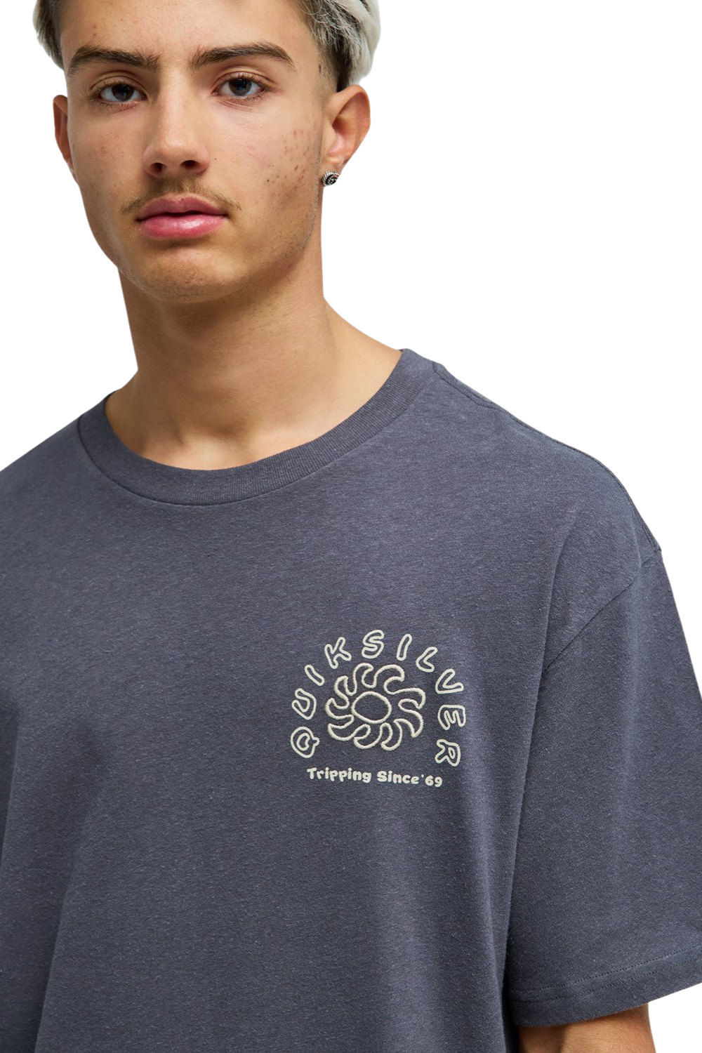 Quiksilver Curve Palm Mens T-Shirt Iron Gate