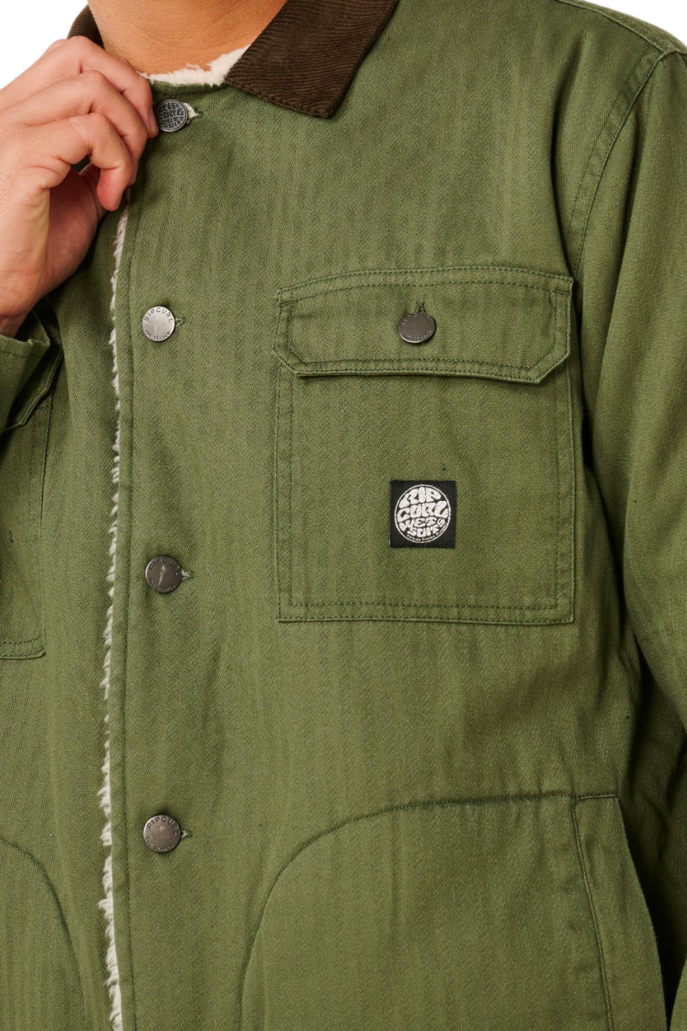 Rip Curl Premium Surf Mens Sherpa Jacket Dark Olive
