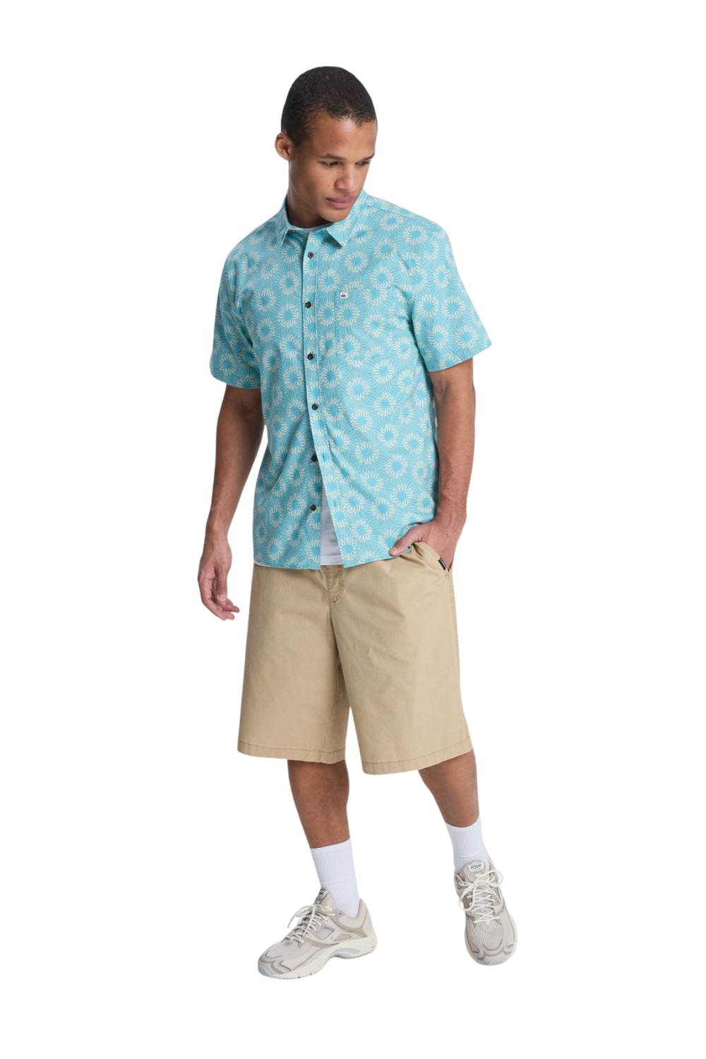 Quiksilver Apero Classic Mens Short Sleeve Shirt Aqua Ocean Mayhem 32