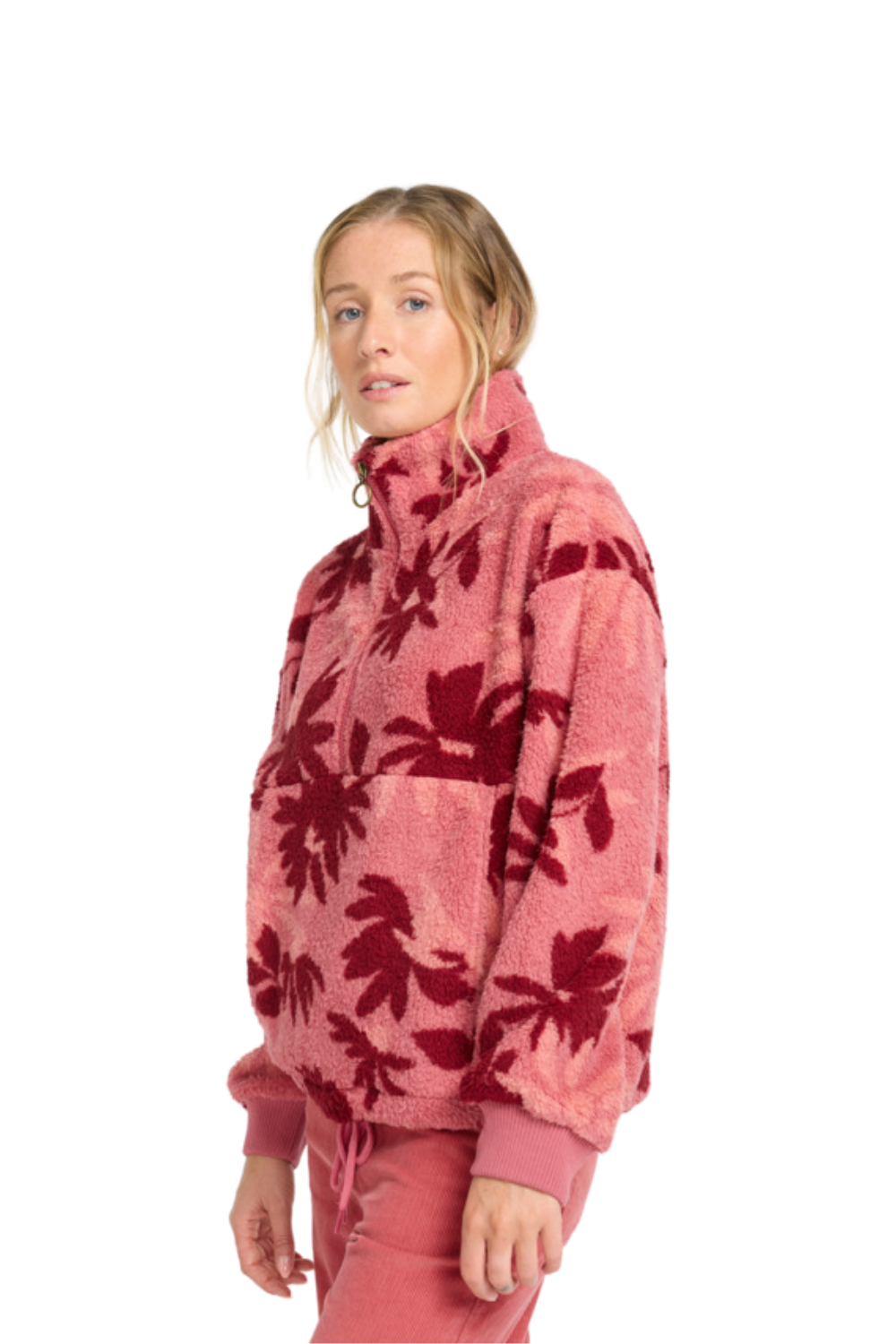 Billabong Time Off Half Zip Polar Fleece Mauve Rose