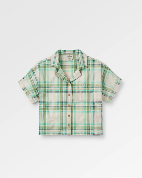 Passenger Arden Organic Cotton Short Sleeve Shirt Vintage White/Stem Green Check