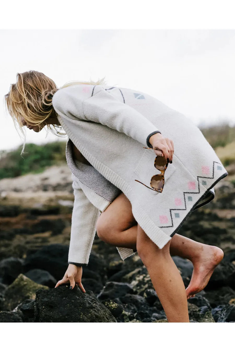 Leif Recycled Yarn Cardigan Off White