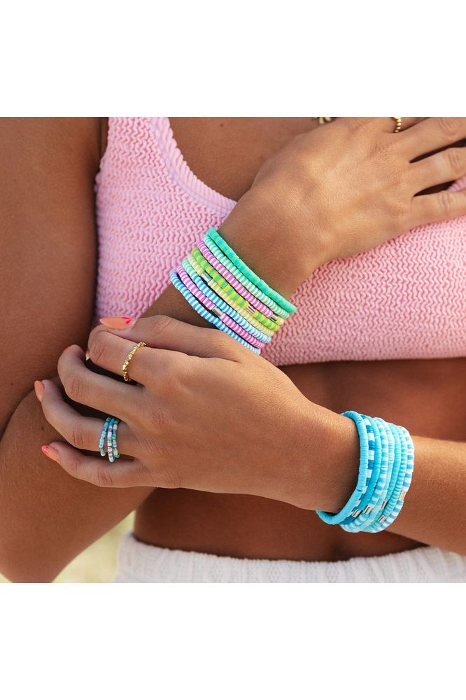 Pura Vida Faceted Bead Stretch Ring Gold