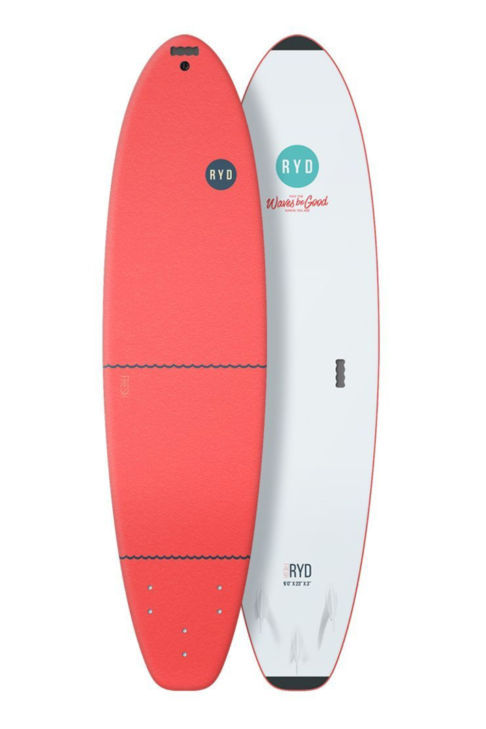 RYD Fresh Wide Soft Top Surfboard Coral