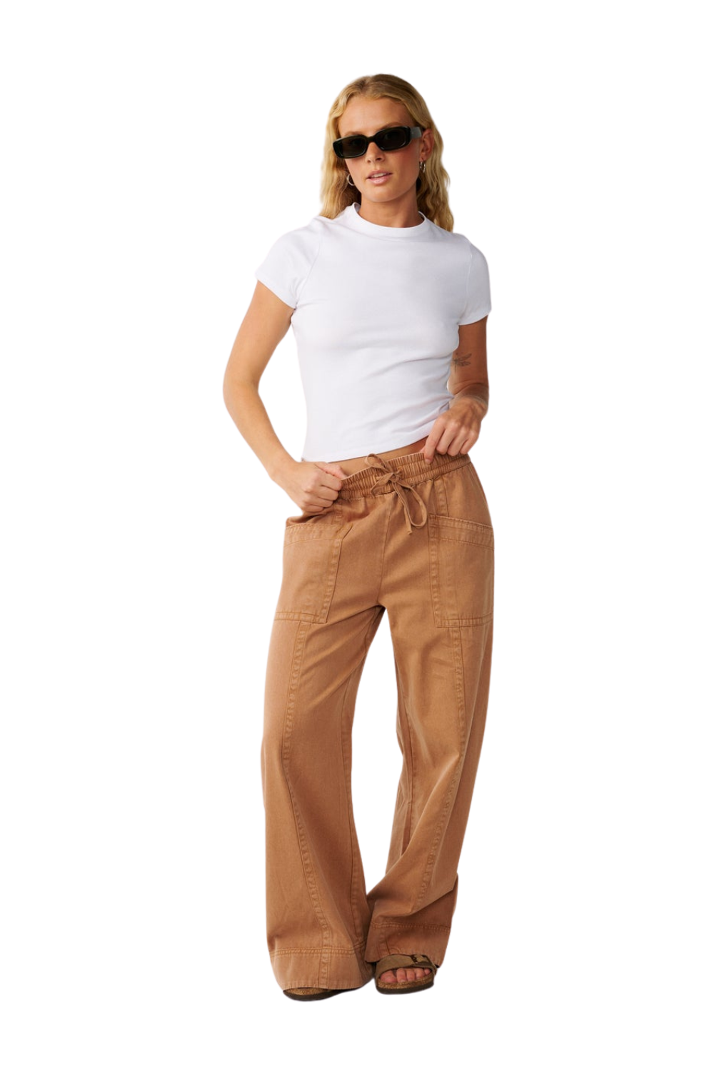 Rip Curl Bossa Nova Womens Twill Wide Leg Trousers Brown