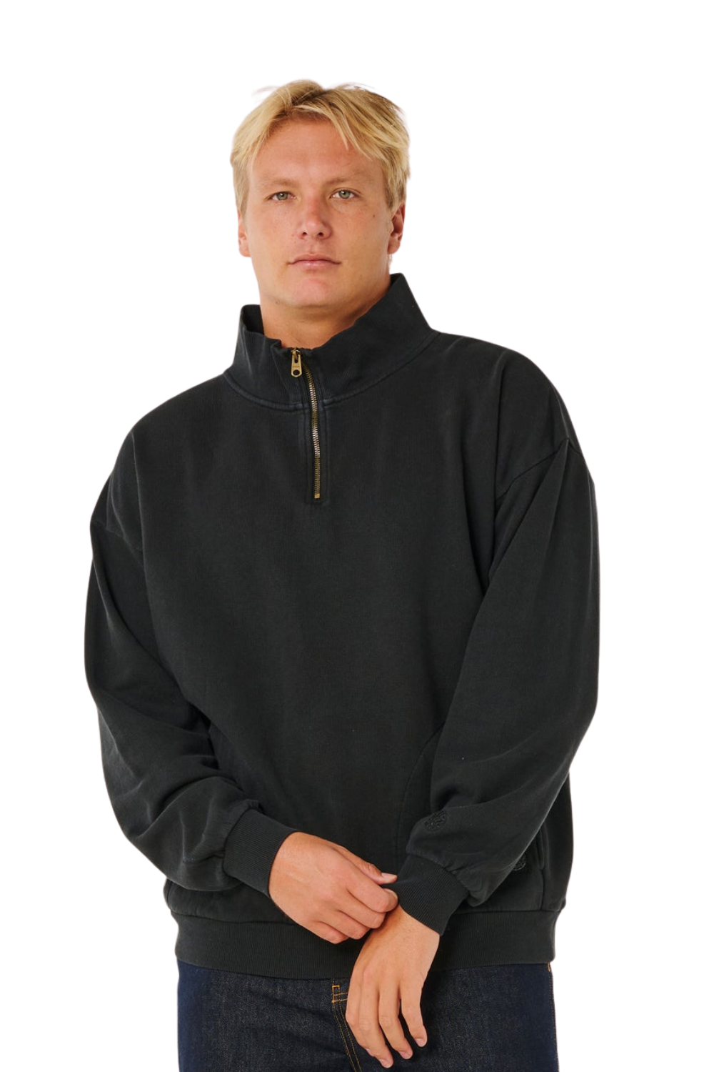 Rip Curl Premium Surf Mens 1/4 Zip Crew Black