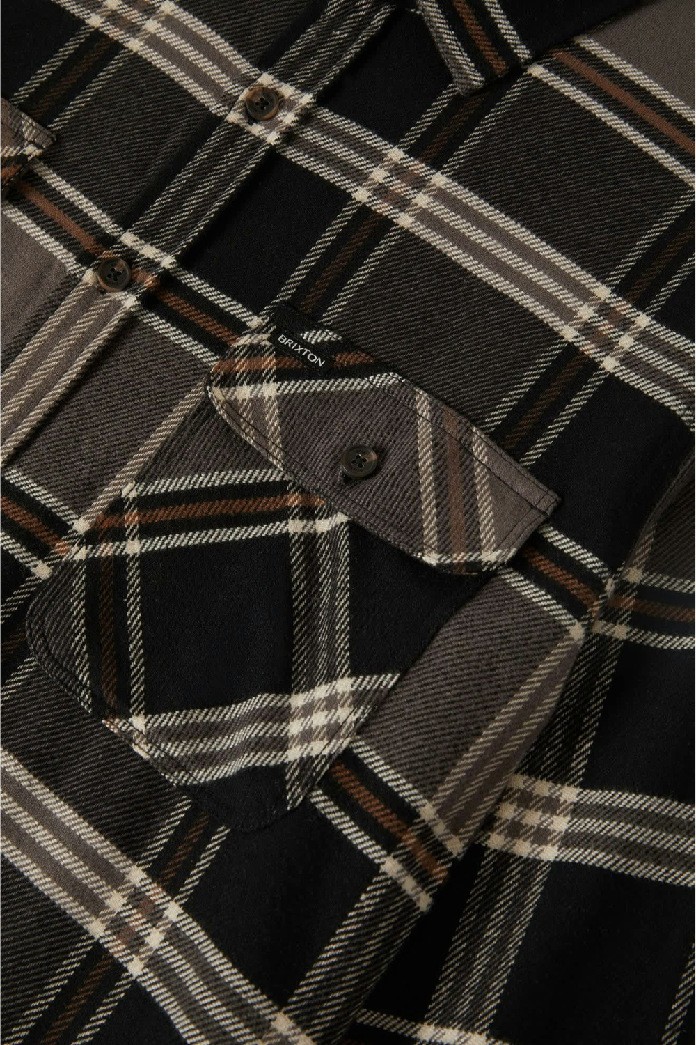 Brixton Bowery Flannel Shirt Black Charcoal Pinecone