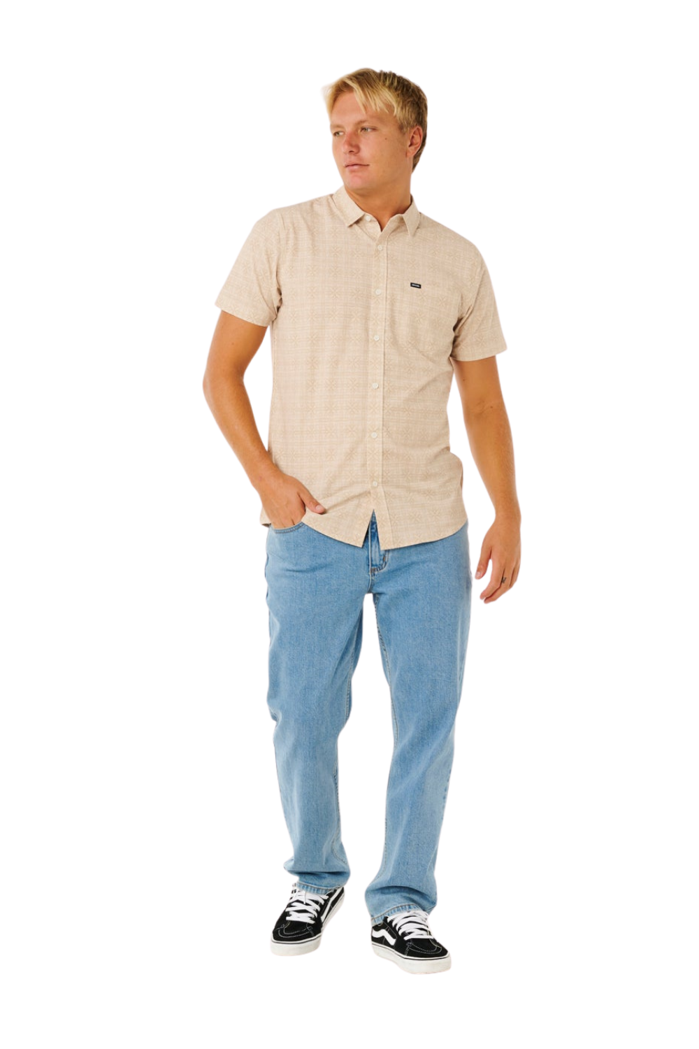 Rip Curl Sessions Aerotech Mens Short Sleeve Shirt Stone