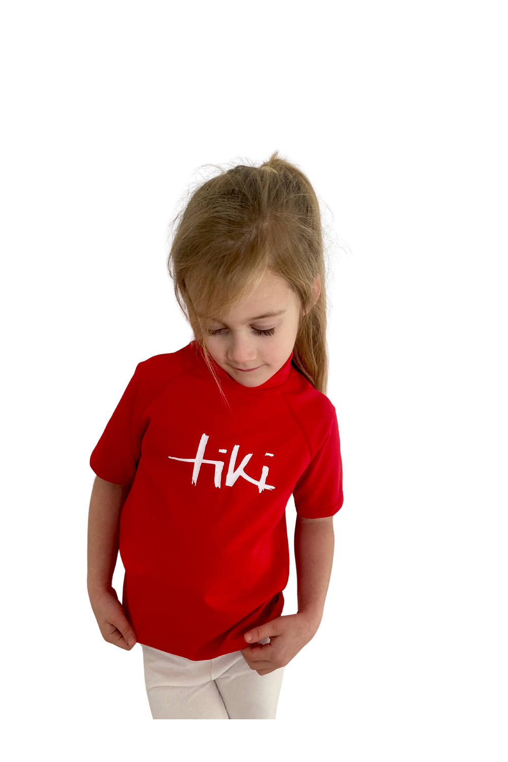 Tiki Kids S/S Rash Vest with Logo Red
