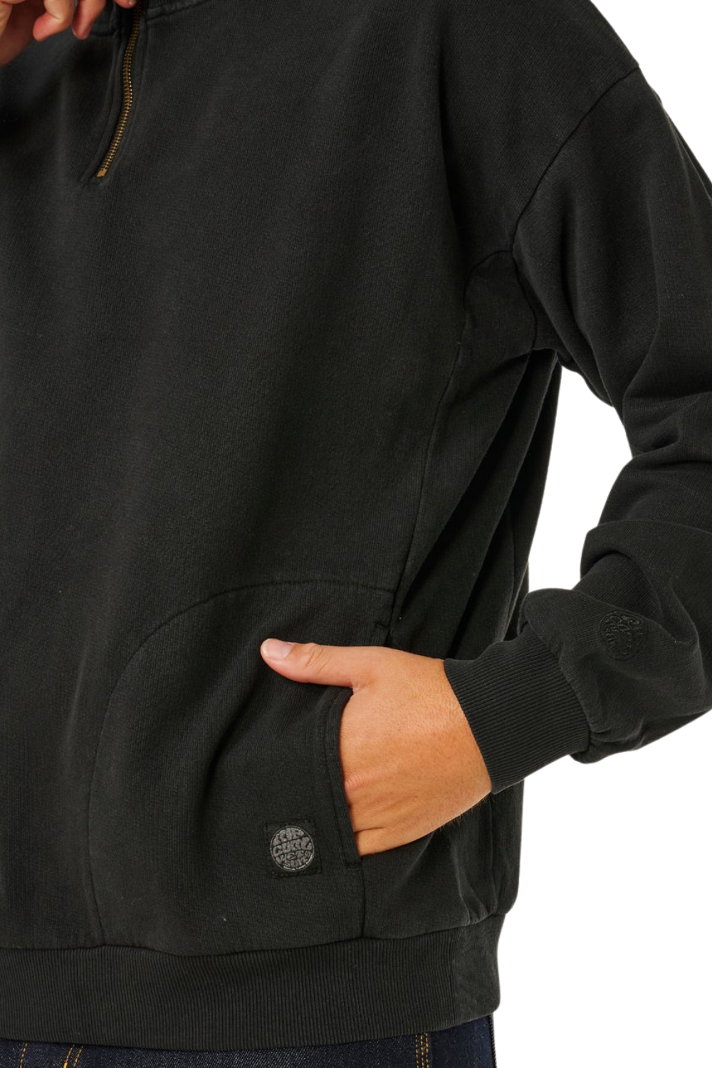 Rip Curl Premium Surf Mens 1/4 Zip Crew Black