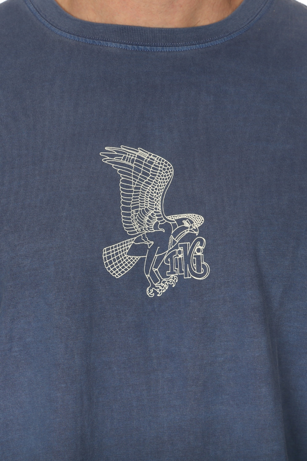 Tiki Seahawk Long Sleeve T-Shirt Blue Dyed