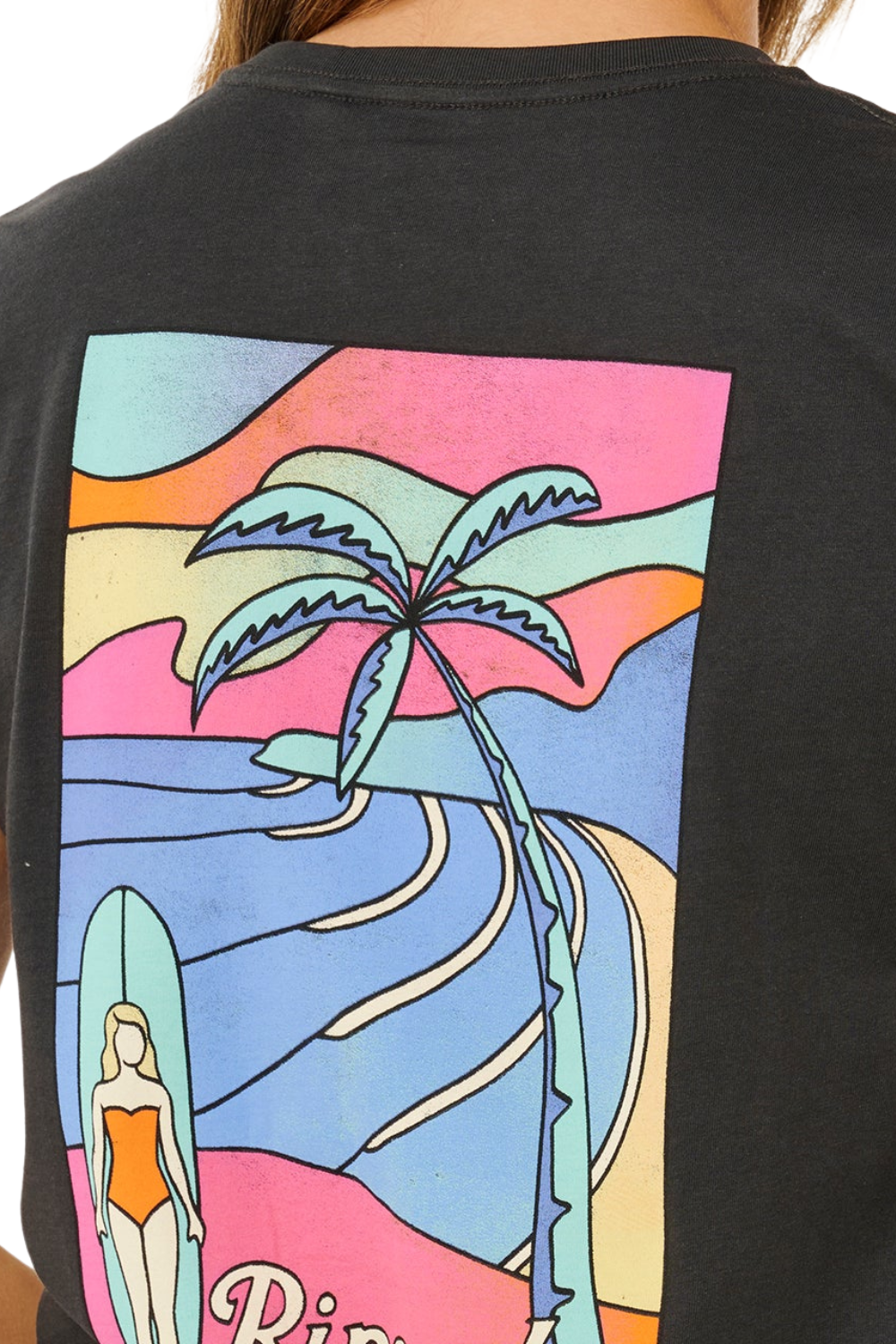 Rip Curl Tide Line Womens Standard T-Shirt Washed Black