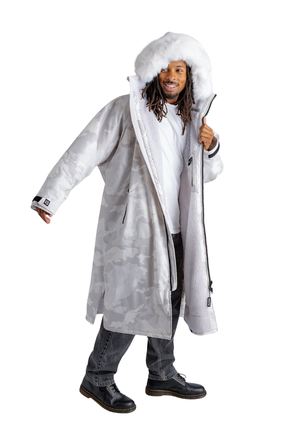 Dryrobe Adults Alpine Advance Long Sleeve Changing Robe White Camo