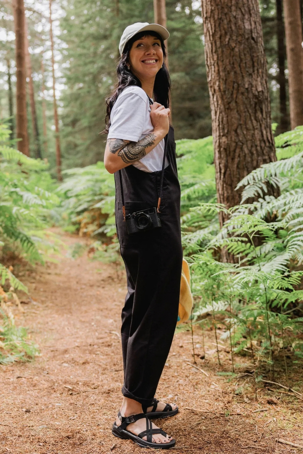 Passenger Meadows Womens Organic Cotton Dungarees Black