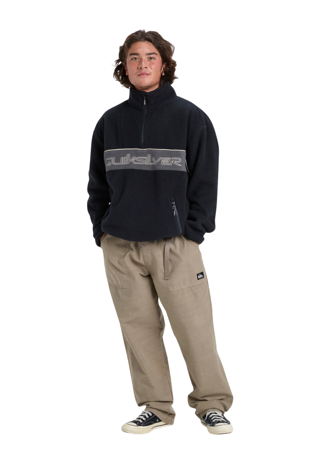 Quiksilver Mens Omni Sherpa Half Zip Technical Fleece Black