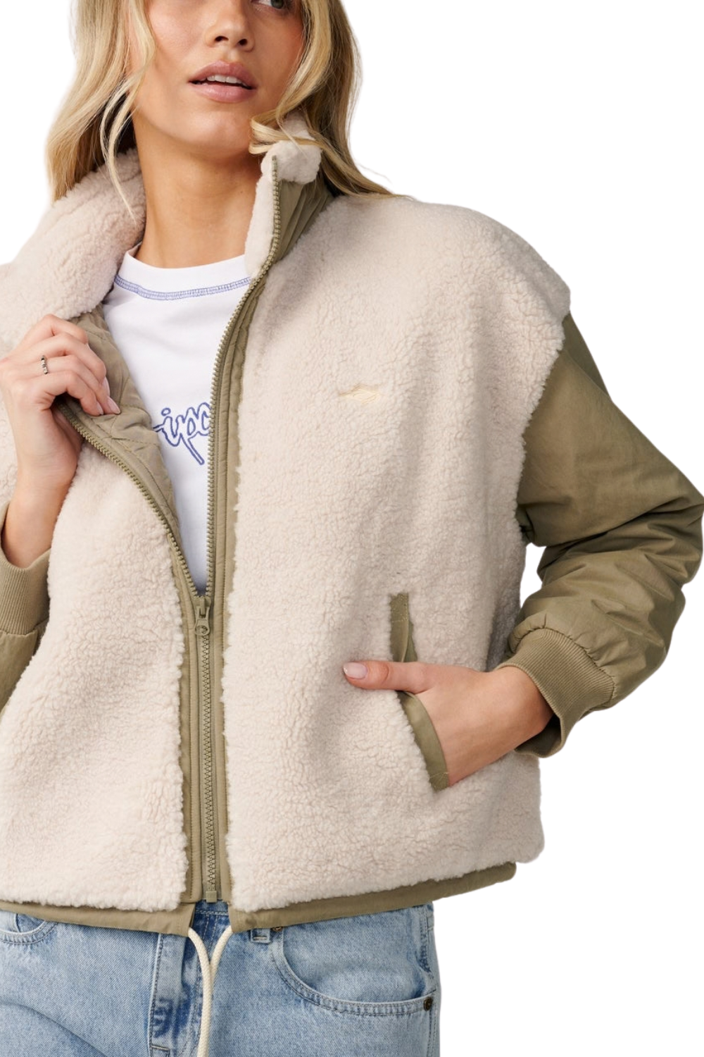 Rip Curl Venture Womens Sherpa Jacket Olive