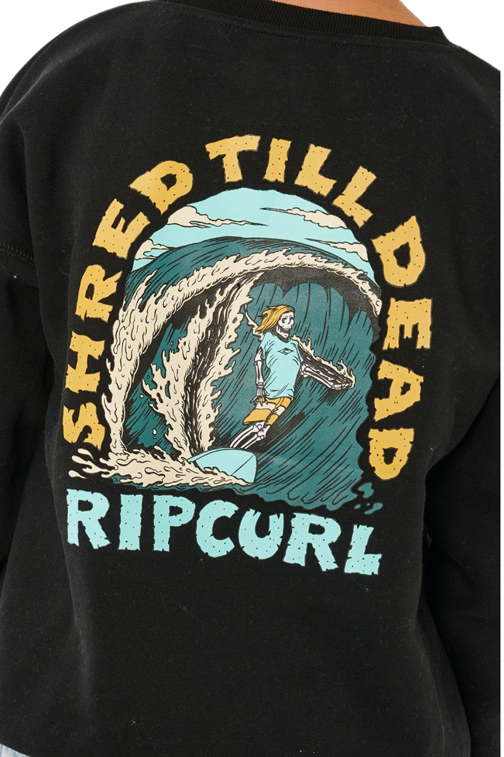 Rip Curl Shred Till Dead Boys Crewneck Sweatshirt Black