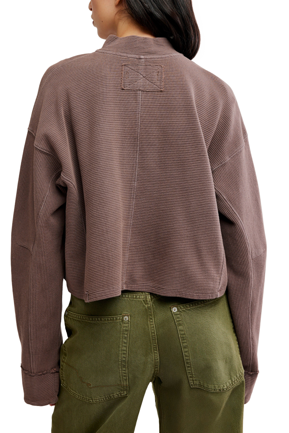 Free People Celeste Womens Quarter Zip Pullover Mochachinno