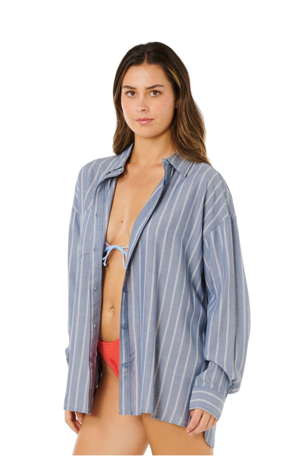 Rip Curl Beach Days Womens Pinstripe Shirt Dusty Blue
