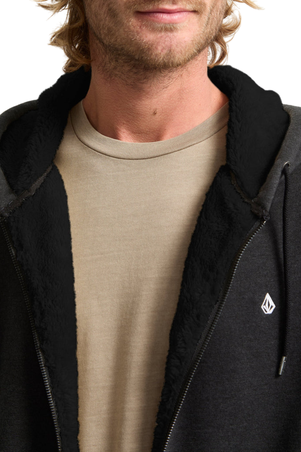 Volcom Single Stone Mens Lined Full Zip Hoodie Heather Black