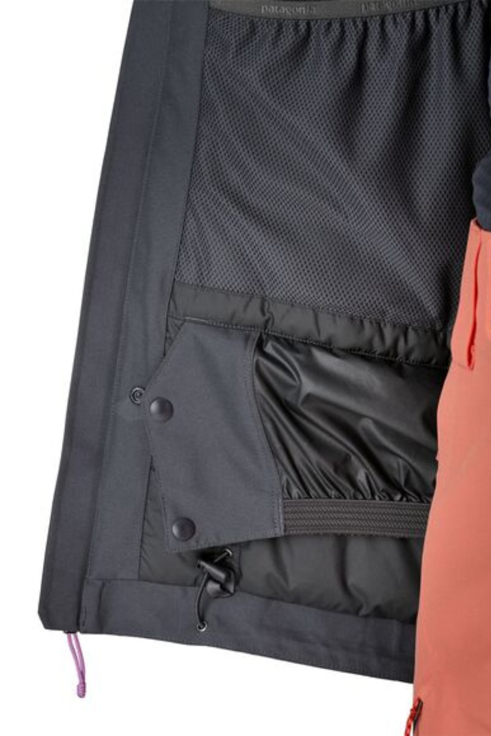 Patagonia Womens Insulated Powder Town Snow Jacket Smolder Blue/Orange Peel