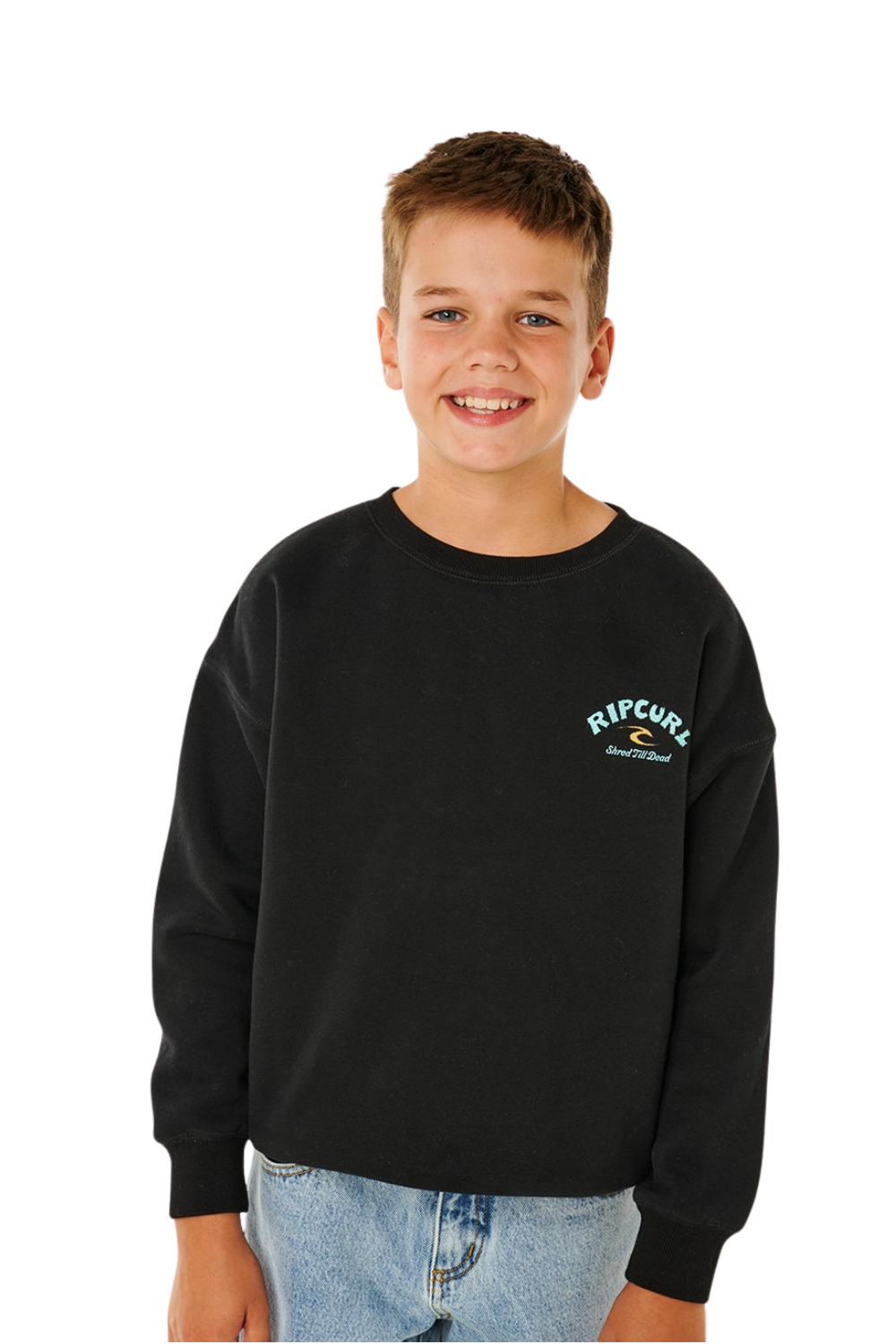 Rip Curl Shred Till Dead Boys Crewneck Sweatshirt Black