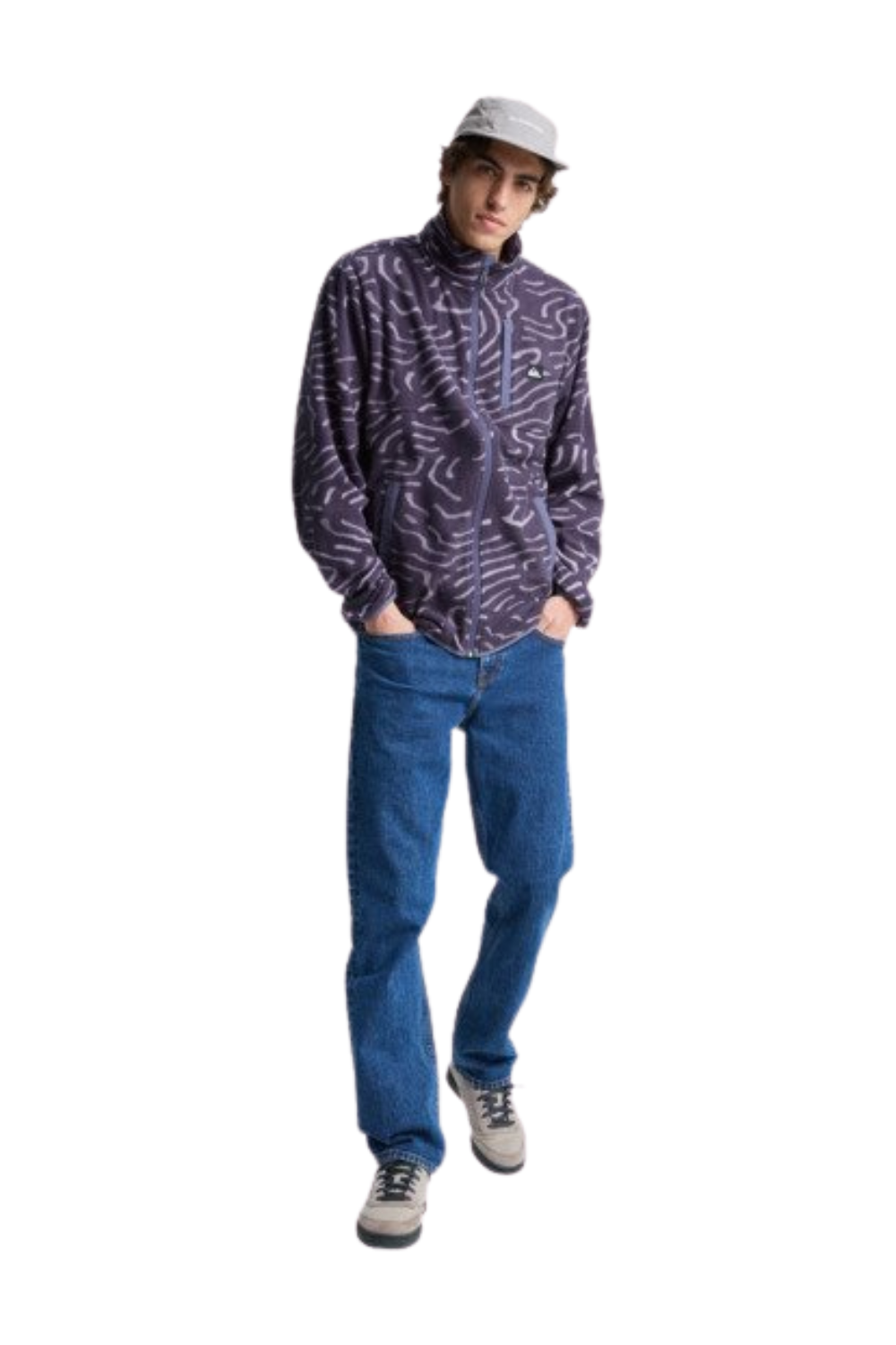 Quiksilver Mens No Destination Full Zip Micro Fleece Graystone Linear Stamp