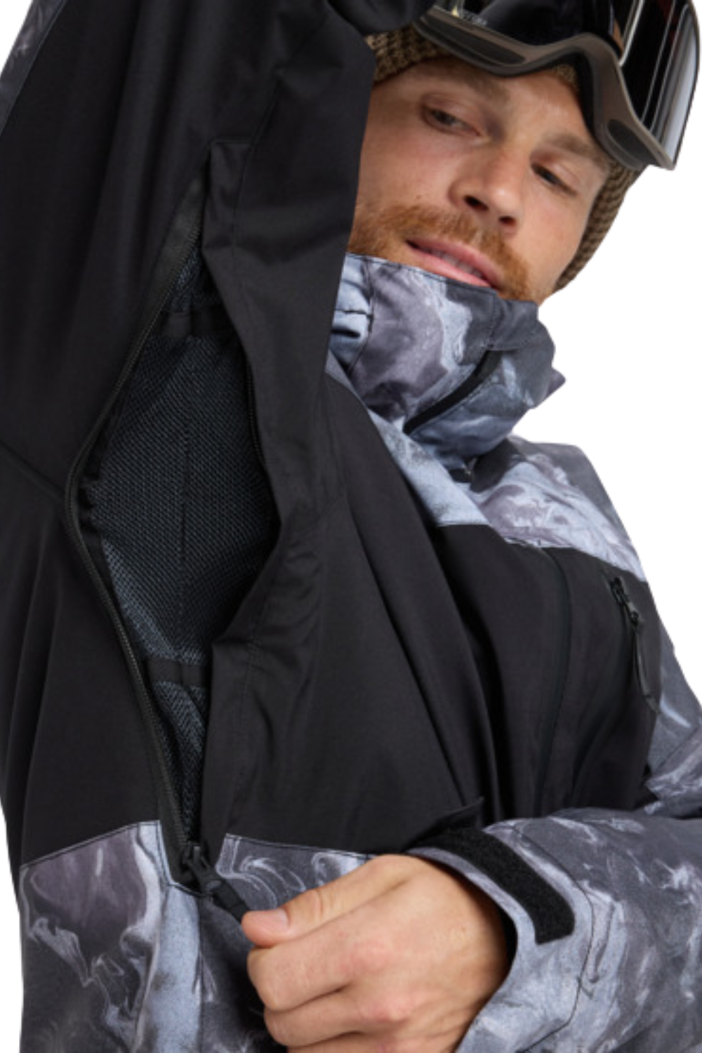 Quiksilver Mens Sycamore Printed Technical Snow Jacket Thermostamp Grayscale