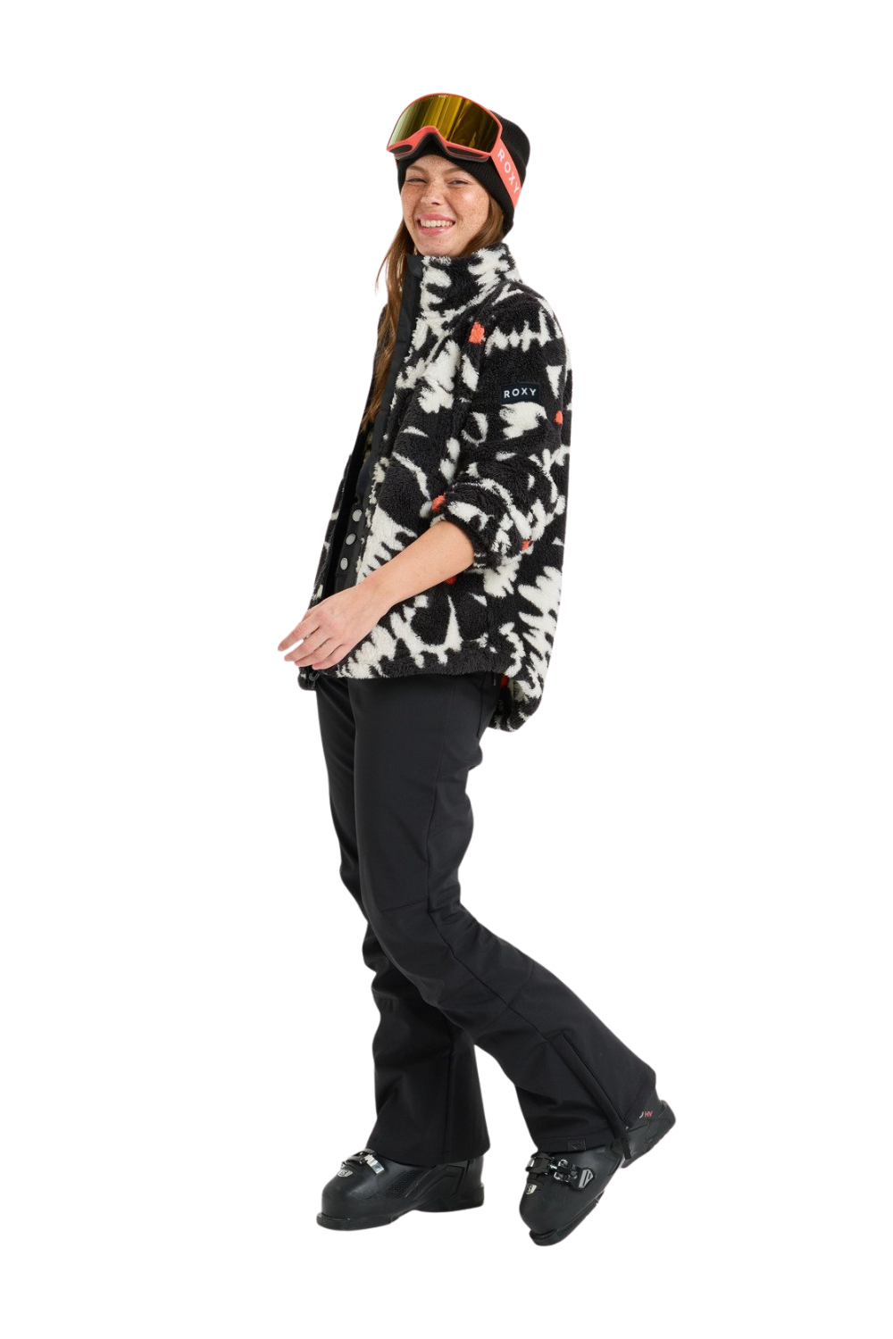 Roxy Womens Alabama Technical Mid Layer Fleece True Black Big Flower