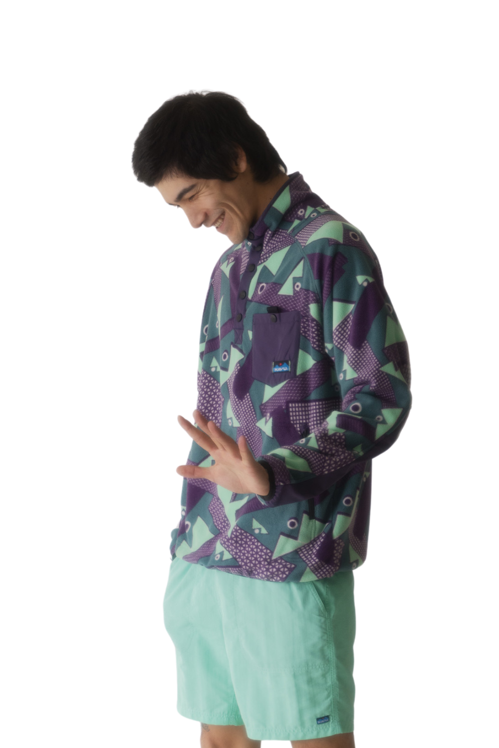 Kavu Teannaway Mens Polar Fleece Snap Pullover Mountain Court