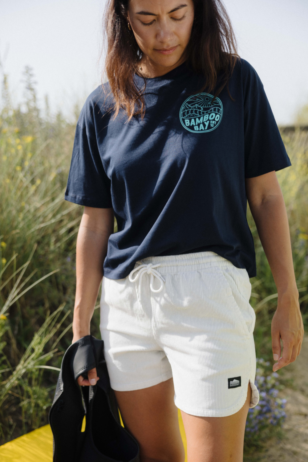 BamBooBay Mountain Badge Womens T-Shirt French Navy